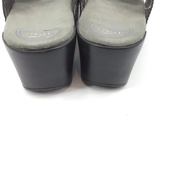 Dansko Black Leather Sela Pull Up Slide Sandal - Picture 6 of 15